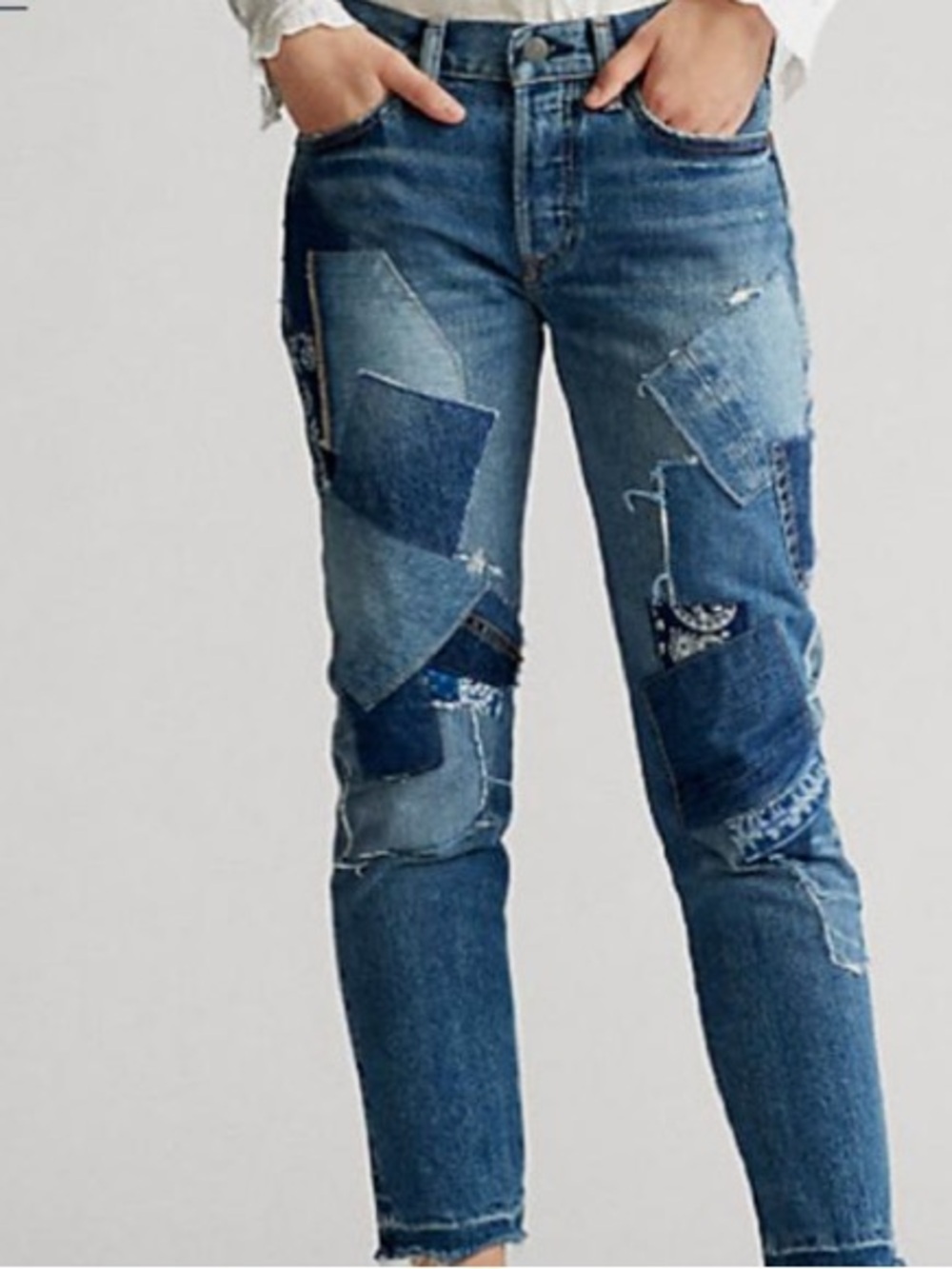 Ralph Lauren Patchwork Boyfriend Jeans in Multiple Blues